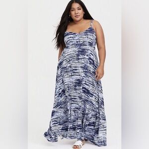 Torrid Navy Tie-Dye Jersey Maxi Dress Size 2 2X